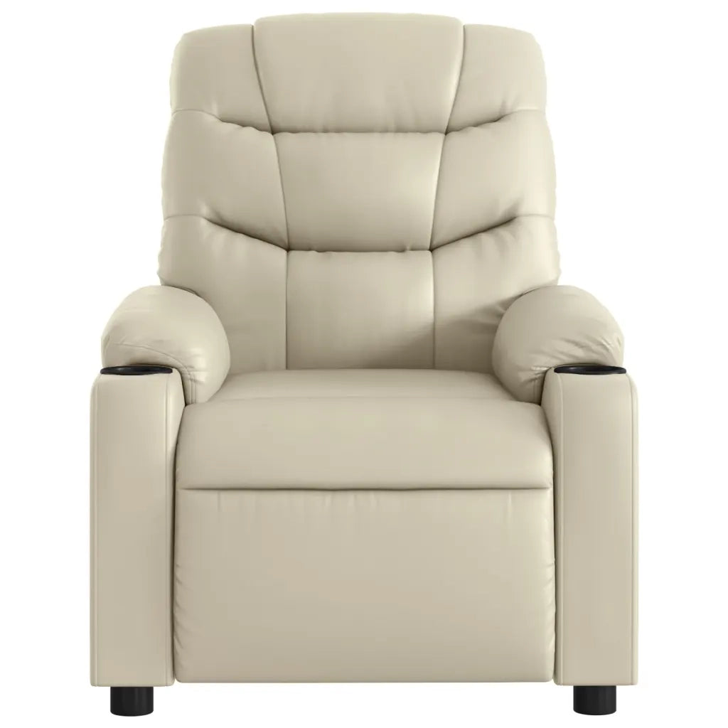 Divano Sedia-Poltrona reclinabile massaggiante in Similpelle Crema 579253