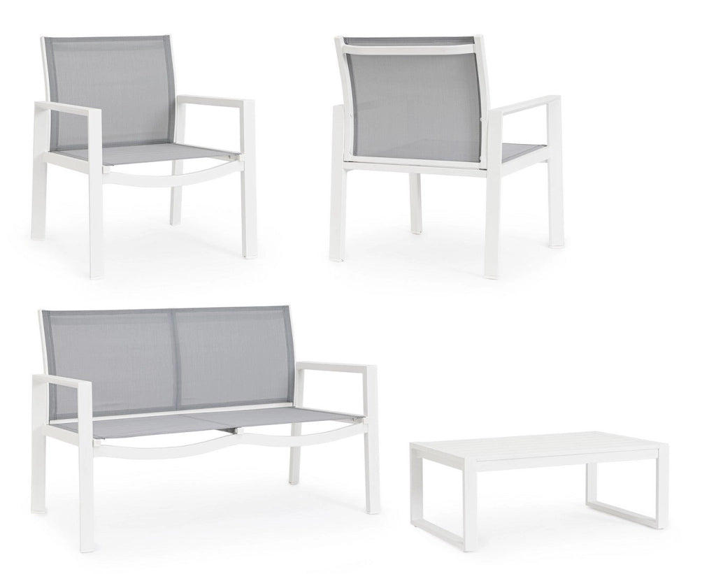 Set Tavolo e 3 Sedie da Giardino in Alluminio Kallen Bianco
