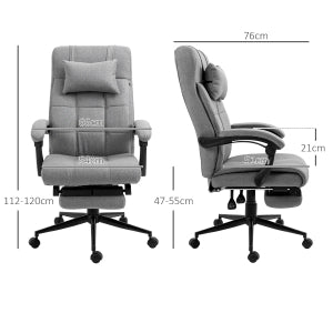 SEDIA Ufficio Ergonomica Regolabile 66x76x112-120 cm Lino Grigio Chiaro