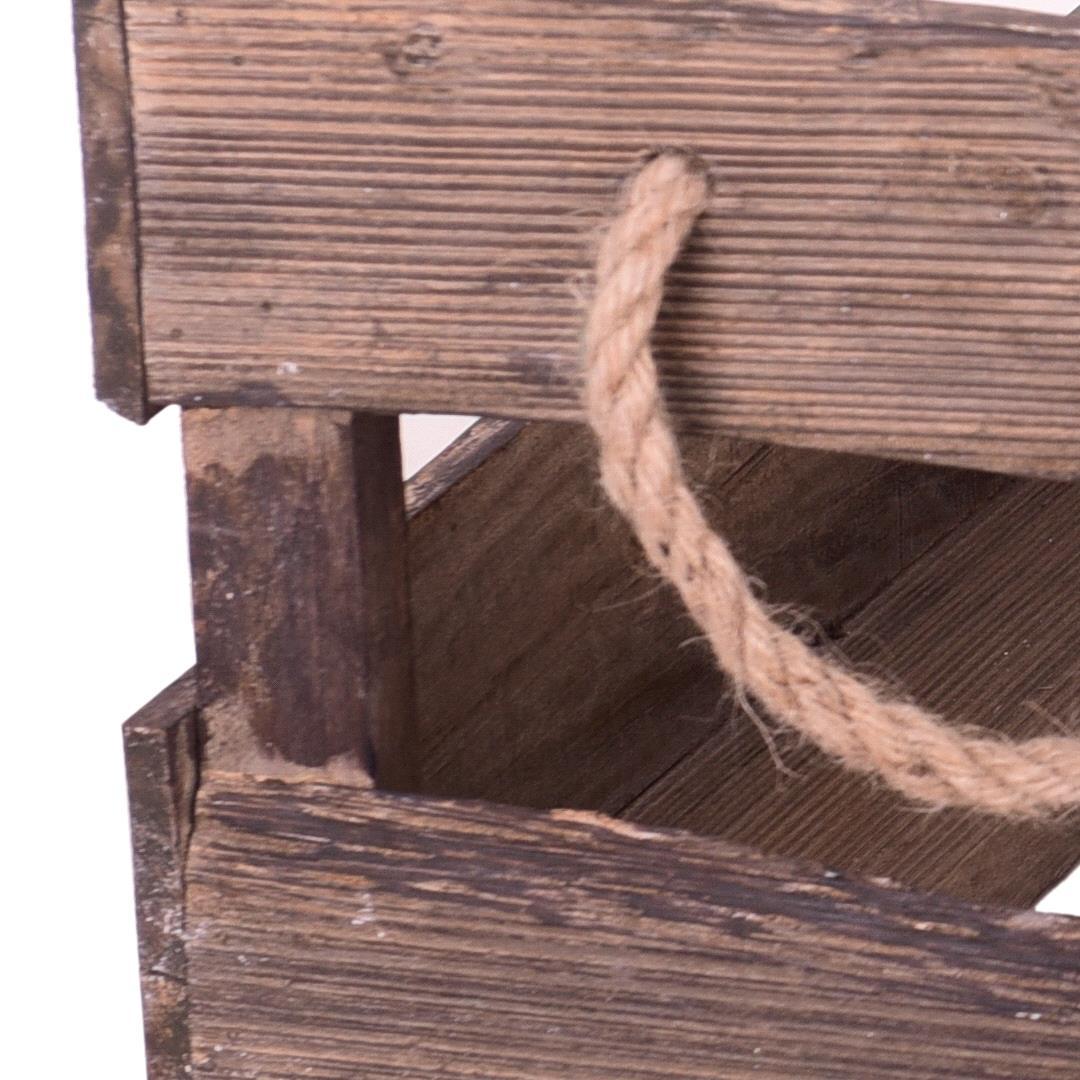 Set di 3 Cassetta in Legno con manici di corda