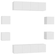 Set Mobili Porta TV 8 pz | Armadietto TV | Mobile Porta TV Bianco in Legno Multistrato