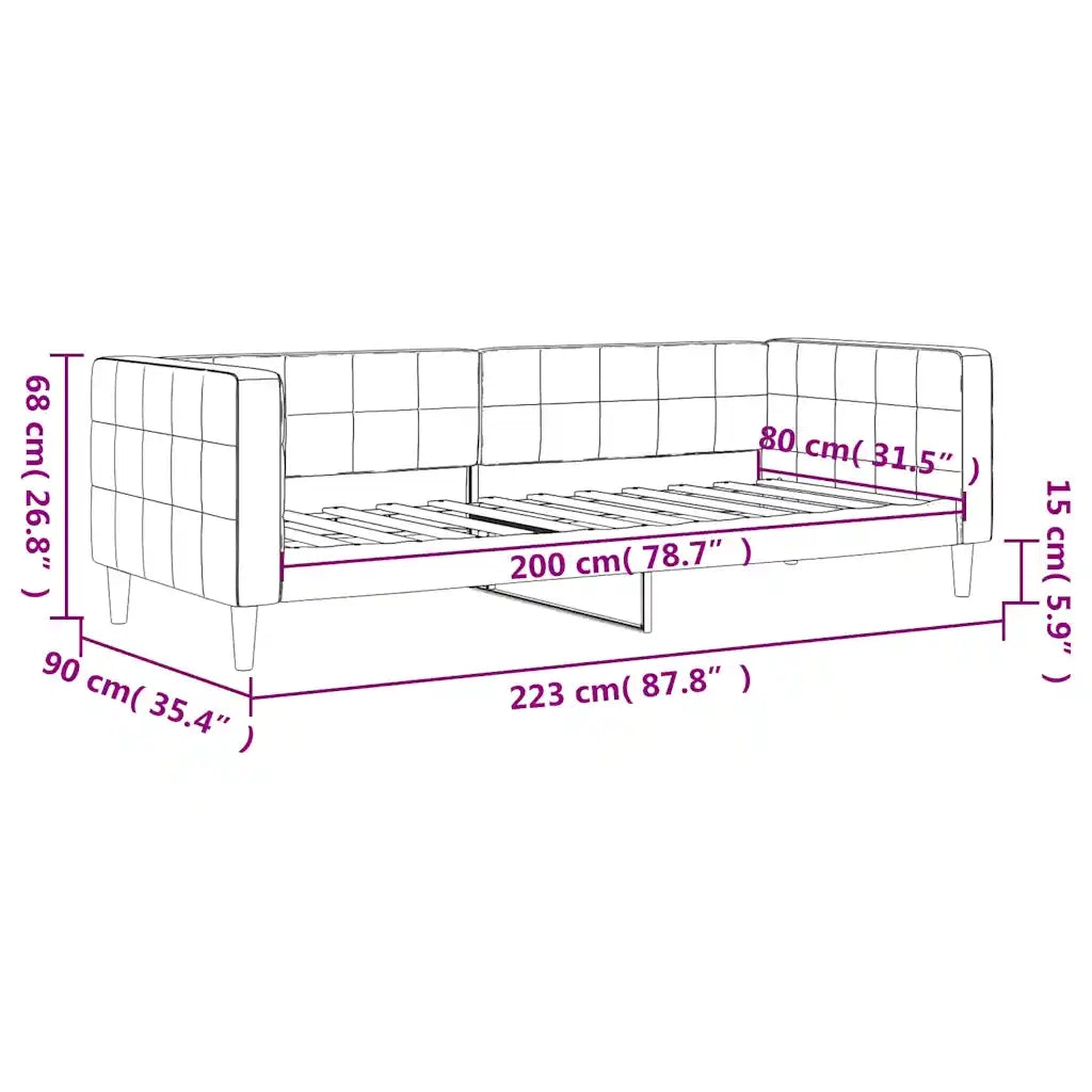 Letto singolo | Letto per adulti | Letto da Giorno 80x200 cm in Velluto