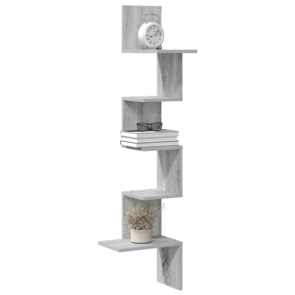 Scaffale Angolare Muro Grigio Sonoma 32x32x127,5 cm Truciolato 860522