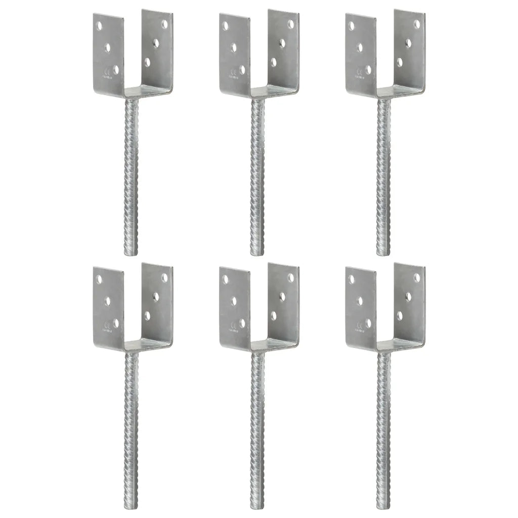 Picchetti per Recinzione 6 pz Argento 7x6x30 cm Acciaio Zincato 145312