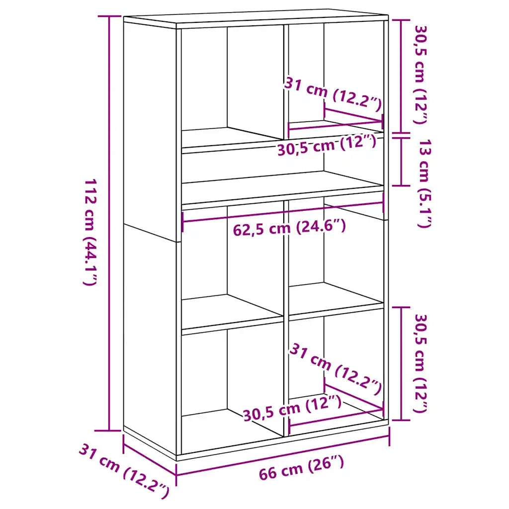 vidaXL Libreria Grigio Cemento 66x31x112 cm in Legno Multistrato