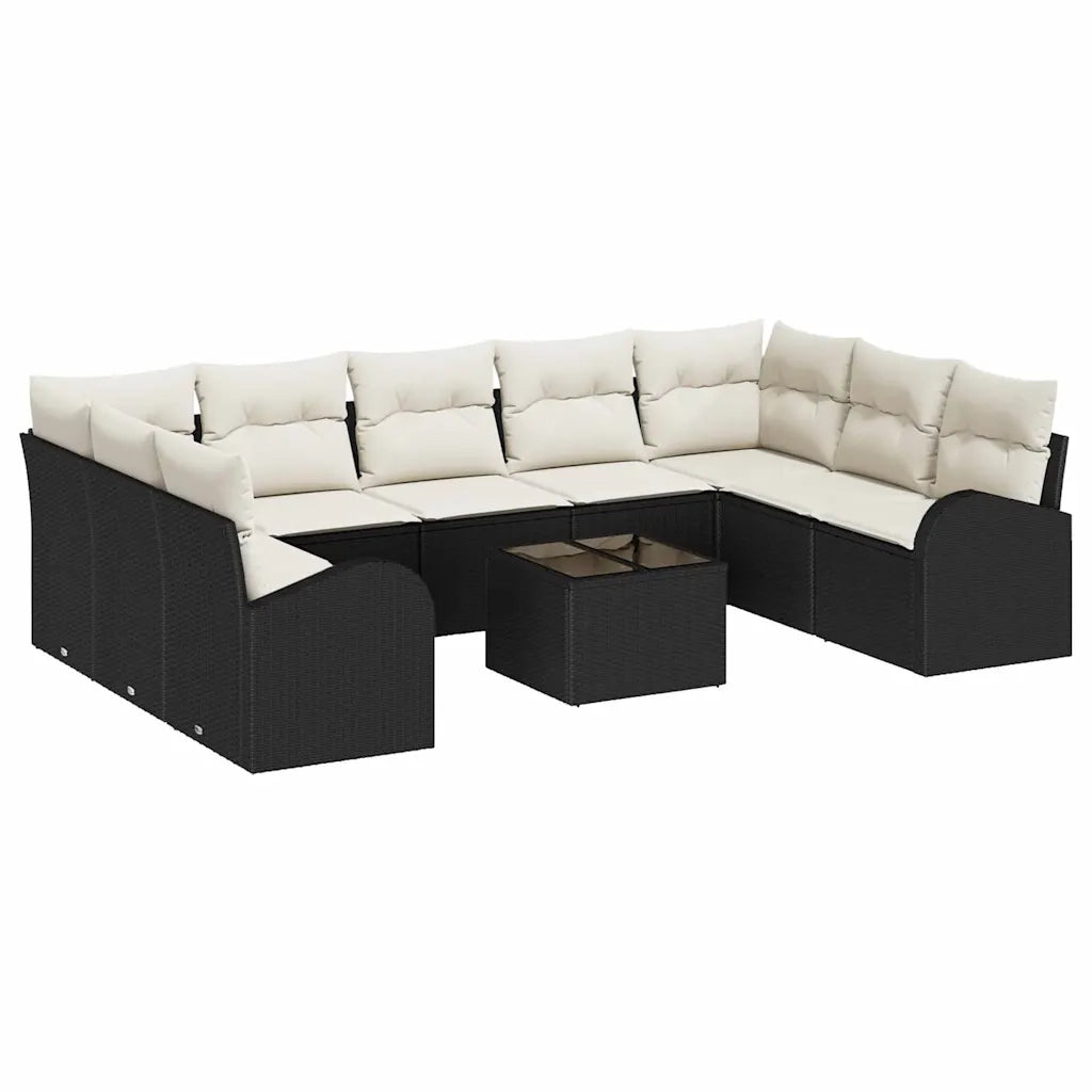 Set Divano da Giardino 10 pcs Nero e Bianco polyrattan 3354876