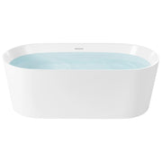 Vasca da bagno indipendente bianca in acrilico singola 167 cm forma ovale sistema di troppo pieno design moderno