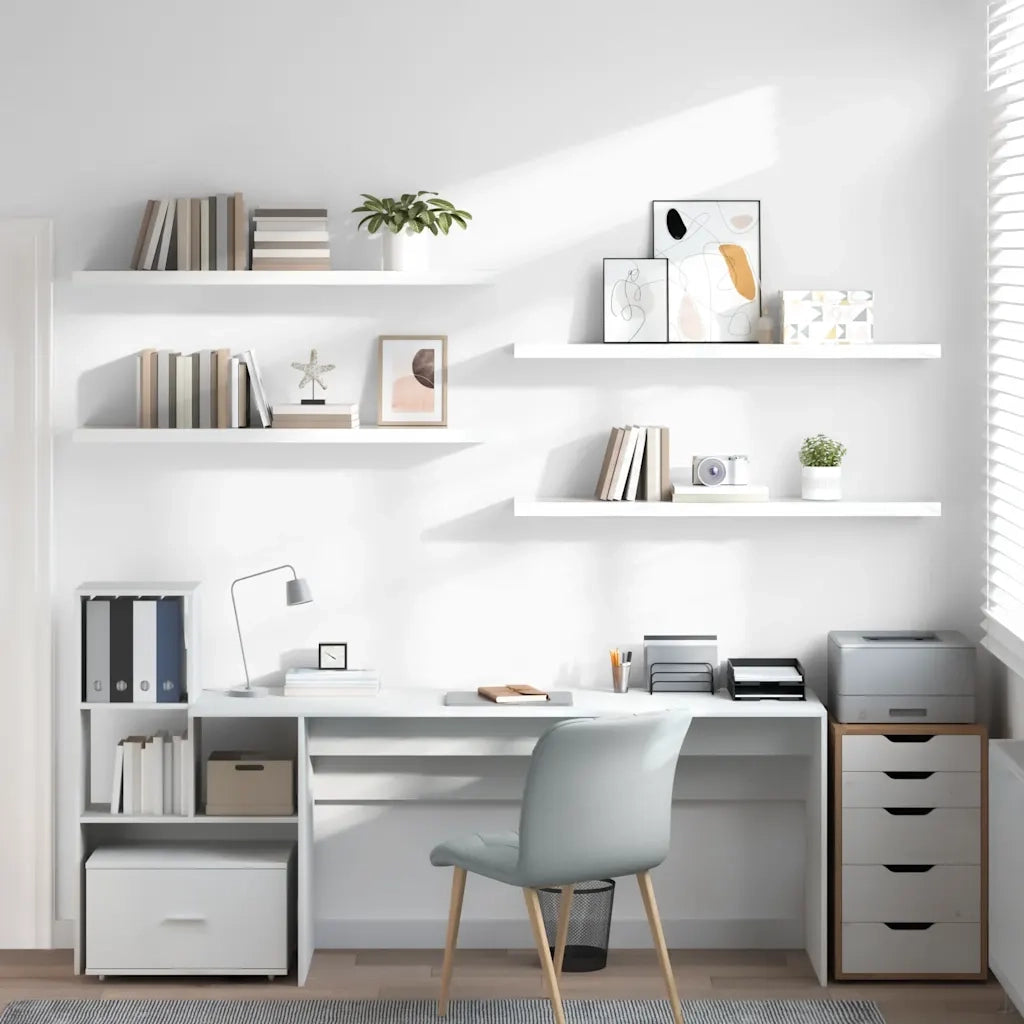 Scaffali a Parete 4 pz Bianco Lucido 120x23,5x3,8 cm in MDF cod mxl 33743