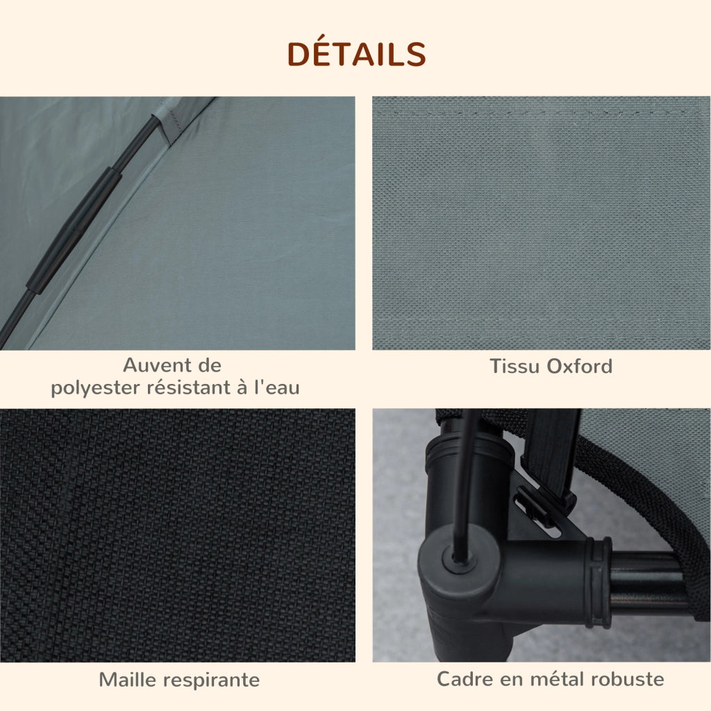 Letto per cani e gatti rialzato con parasole ¨C zephmum ¨C 161x46x61 cm grigio nero