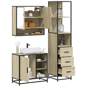 Set Mobili da Bagno 3 pz Rovere Sonoma in Legno Multistrato