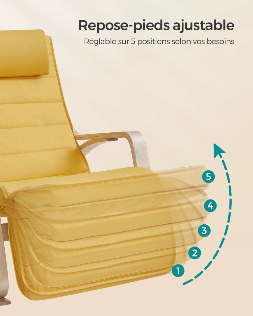 Sedia a dondolo con poggiapiedi regolabile (inclinazione 5°) portata massima 150 kg gialla 12_0005854