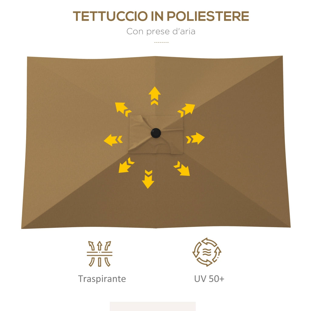 Ombrellone Rettangolare da Giardino ¨C Zephmum ¨C Grigio 3x2 m Inclinabile
