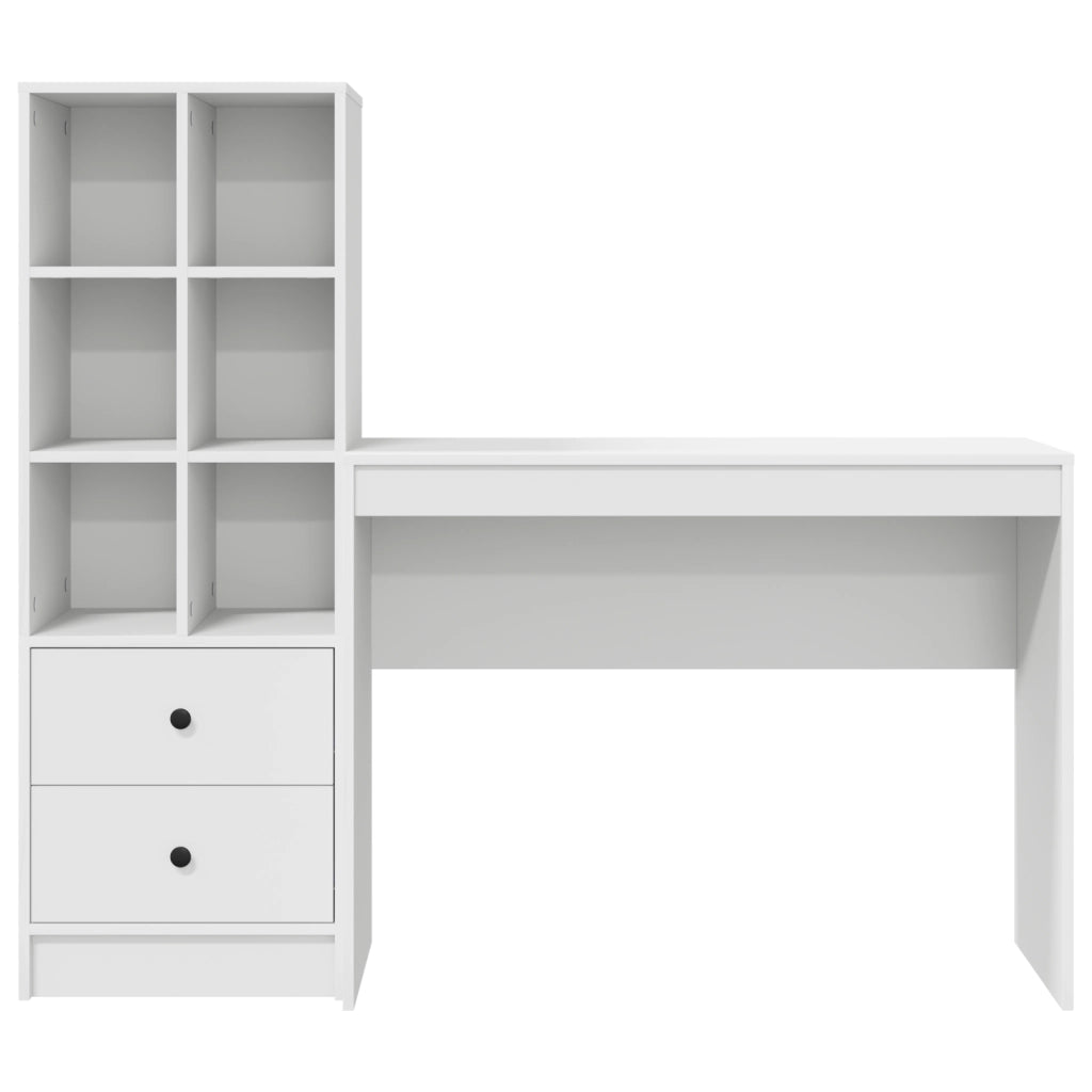 Scrivania con archiviazione Bianca in legno ingegnerizzato
