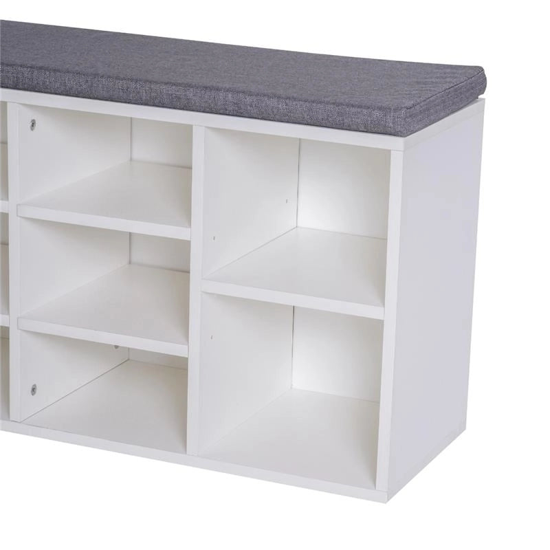 PANCHINA SCARPIERA CON RIPIANI REGOLABILI 104X30X48 CM IN LEGNO BIANCO E GRIGIO