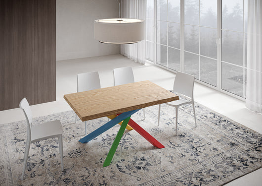 Tavolo Allungabile 160/210x90 cm Versalux Rovere Scortecciato Gambe Multicolore 4/B