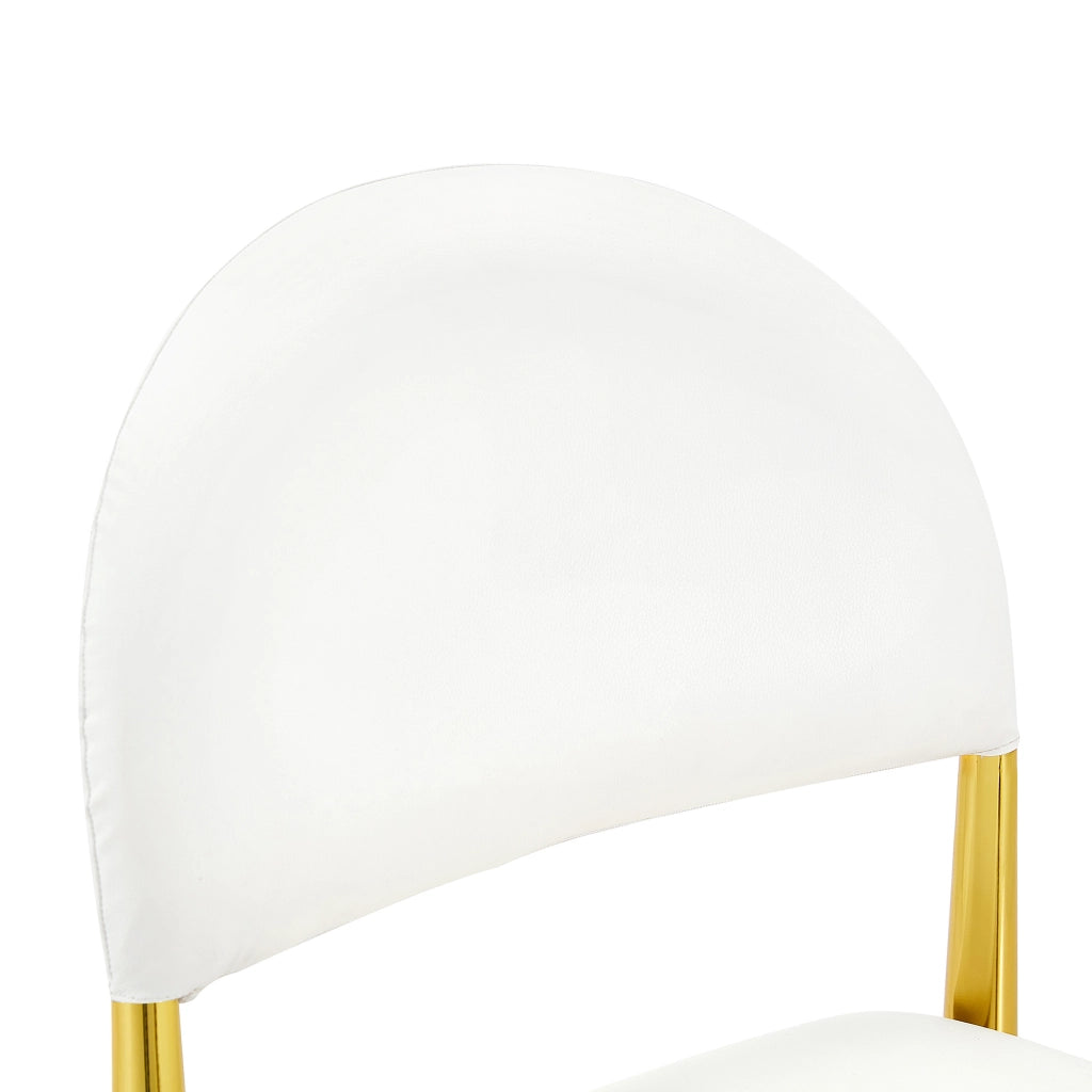 Set di 2 sedie da pranzo moderne in PU bianco con struttura in metallo e schienale curvo