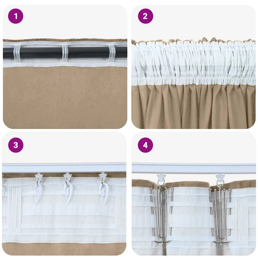 Tende in Velluto con tende 2 pcs Champagne 140 x 140 cm Velluto 4107708