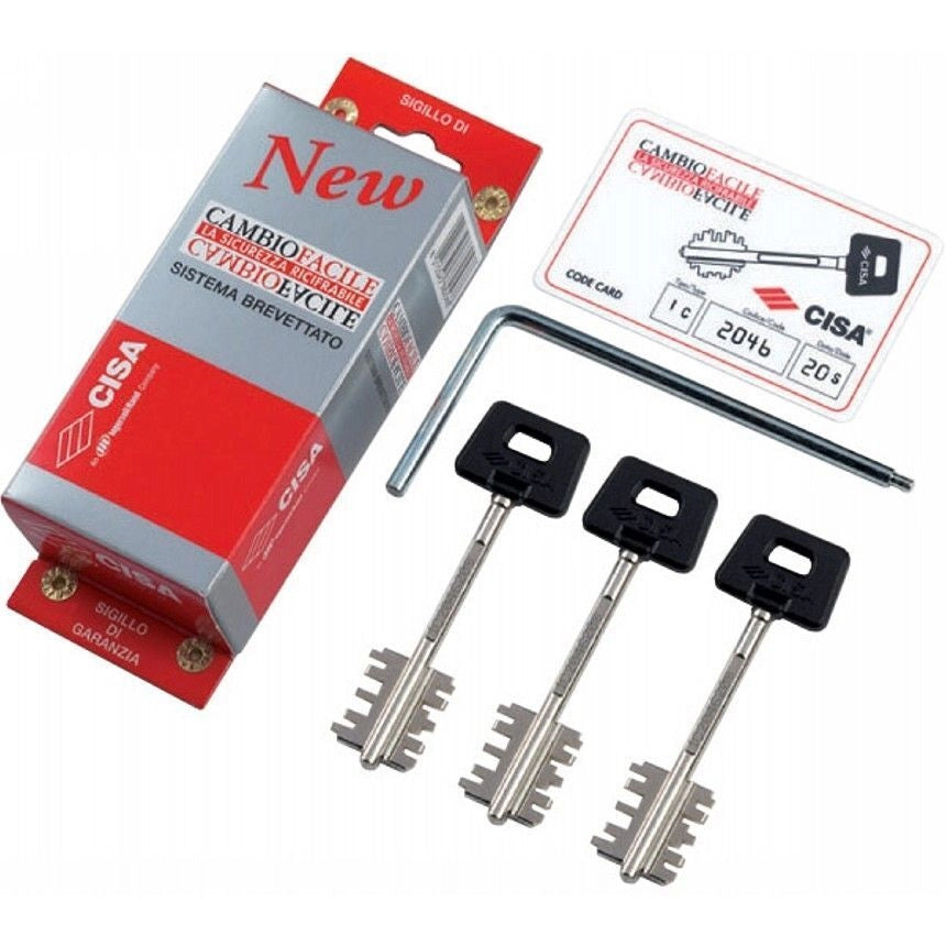 CISA 06522 New Cambio Facile Kit Chiavi per Serratura Ricifrabile 3 Chiavi Lunghe 64 mm con Attrezzo di Cambio colore Nero