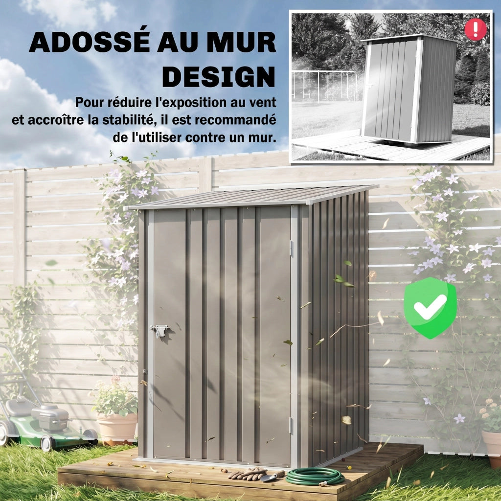 Casetta da Giardino in Acciaio ¨C zephmum ¨C Grigio 100x103x160 cm