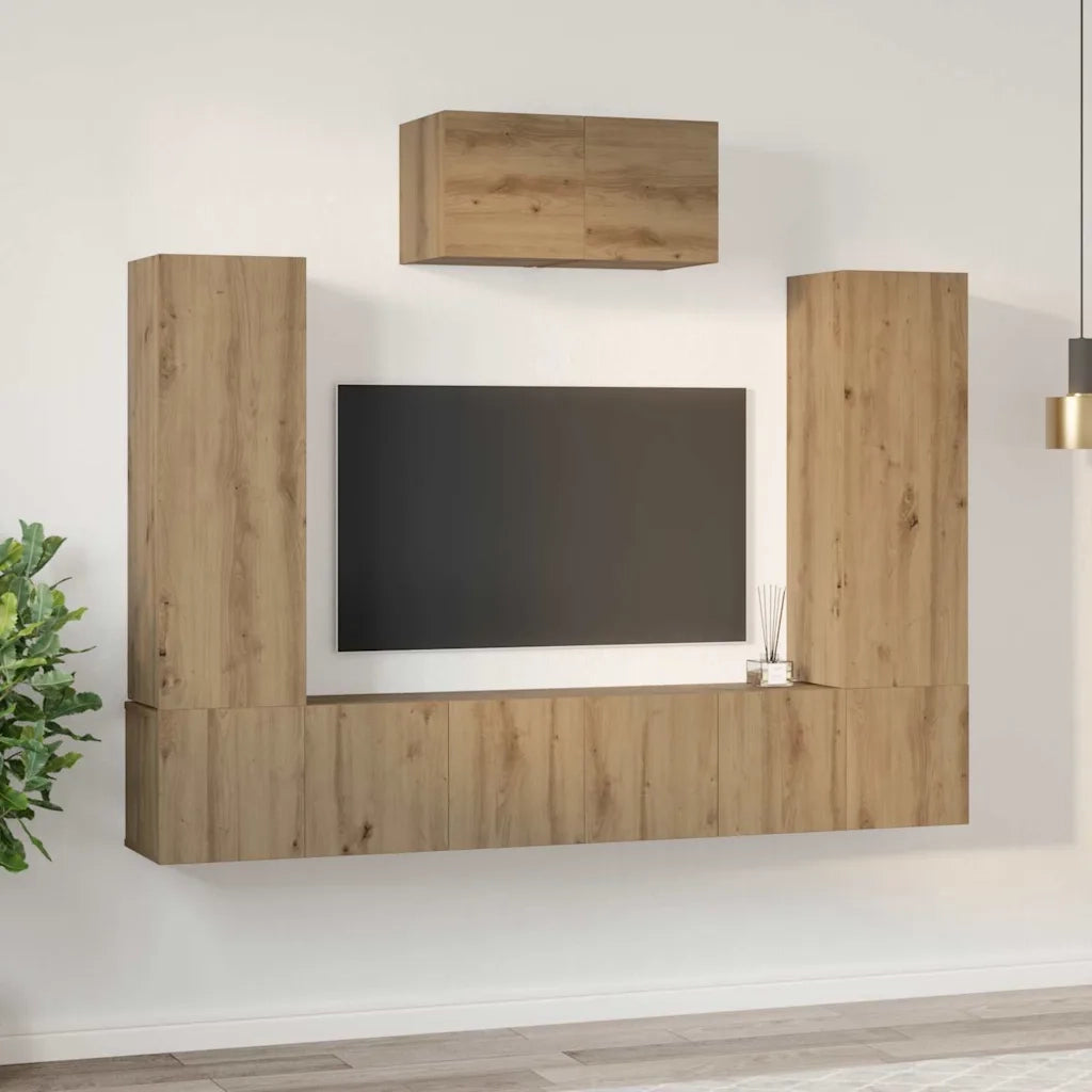 Set mobile TV 7 pcs Rovere artigianale Legno multistrato 3393137