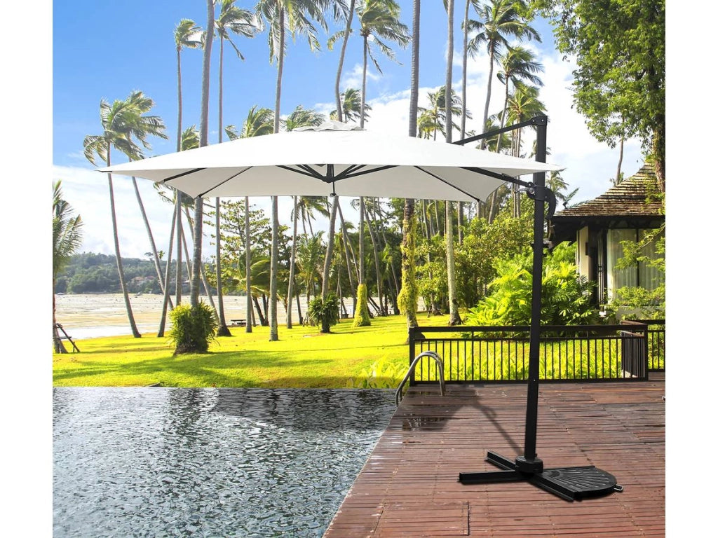 Ombrellone da giardino offset "Soleil" - Quadrato - 2,5 x 2,5 m - Ecru + Copertura di protezione