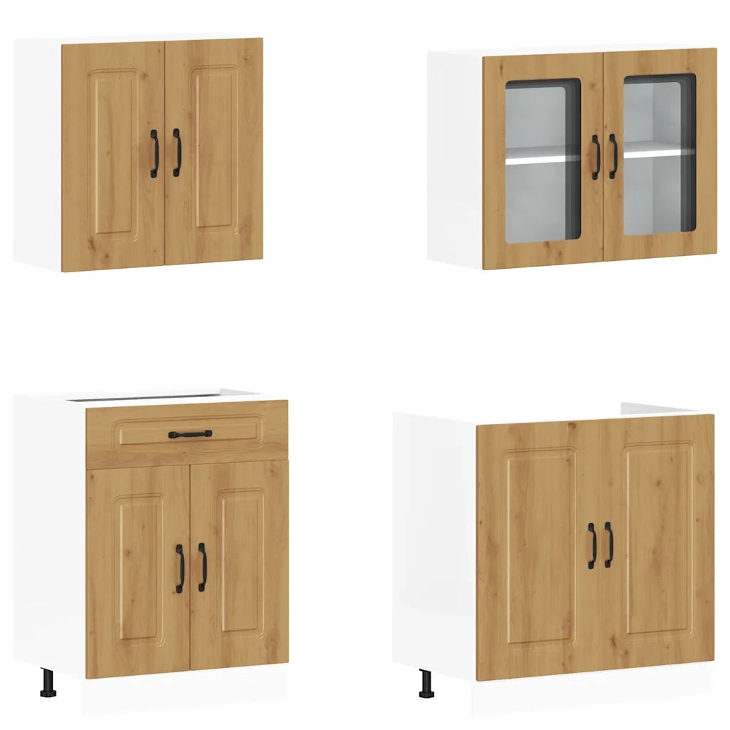 Set Mobili da Cucina 4 pz Kalmar Rovere Artigianale Truciolato 3314860