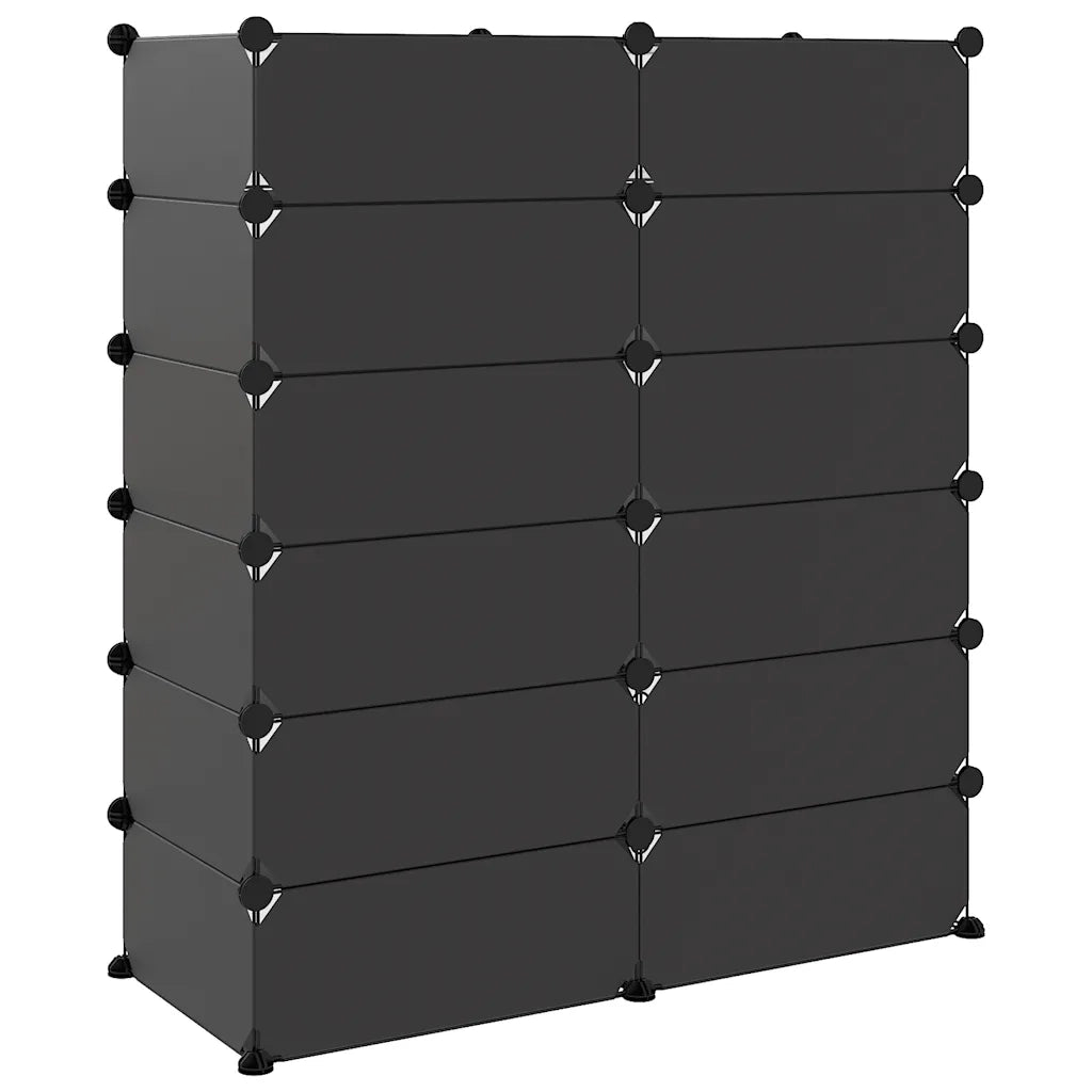 Scarpiera-Scaffale per scarpe Nera 94,5x36,5x106 cm in PP