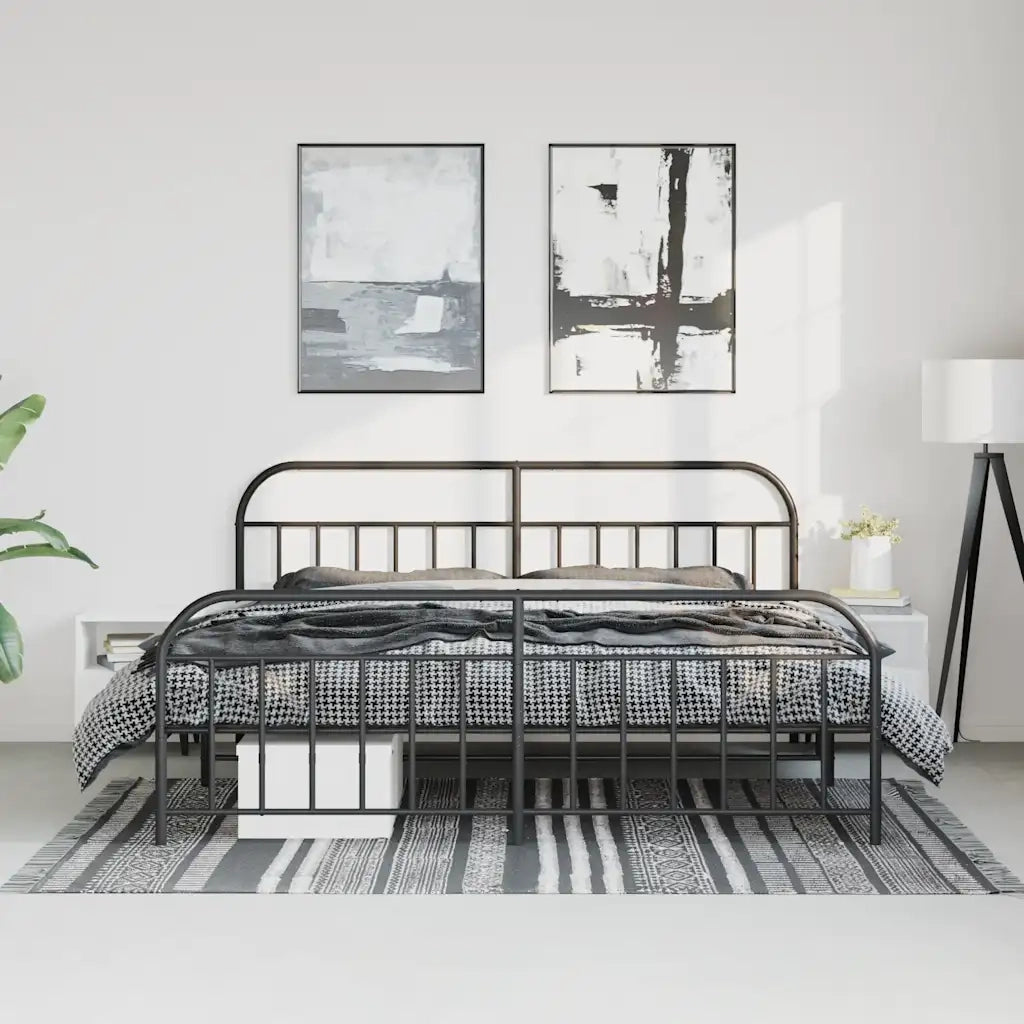 Giroletto con Testiera e Pediera Metallo Nero 193x203 cm 353659