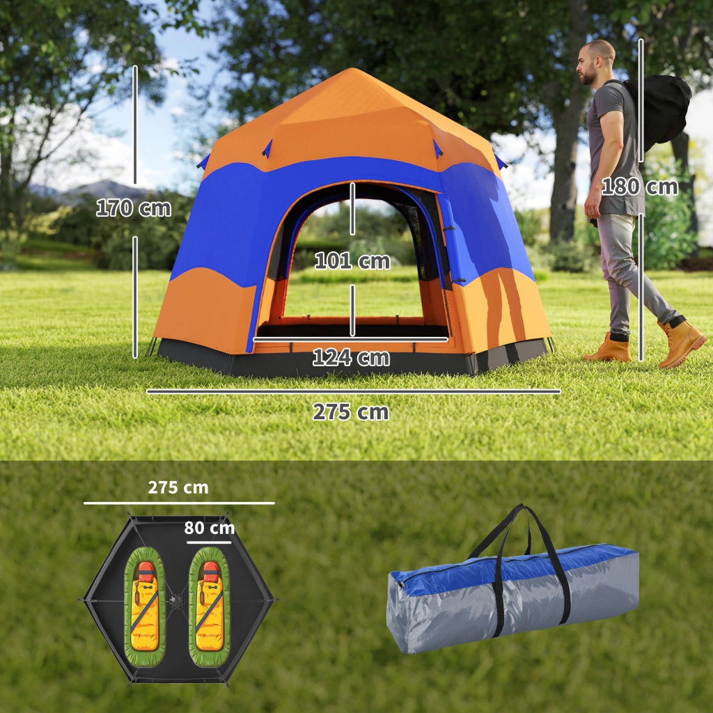 Tenda da Campeggio Pop-Up Istantanea ¨C Xylo ¨C 4 Persone Impermeabile Esagonale Arancione