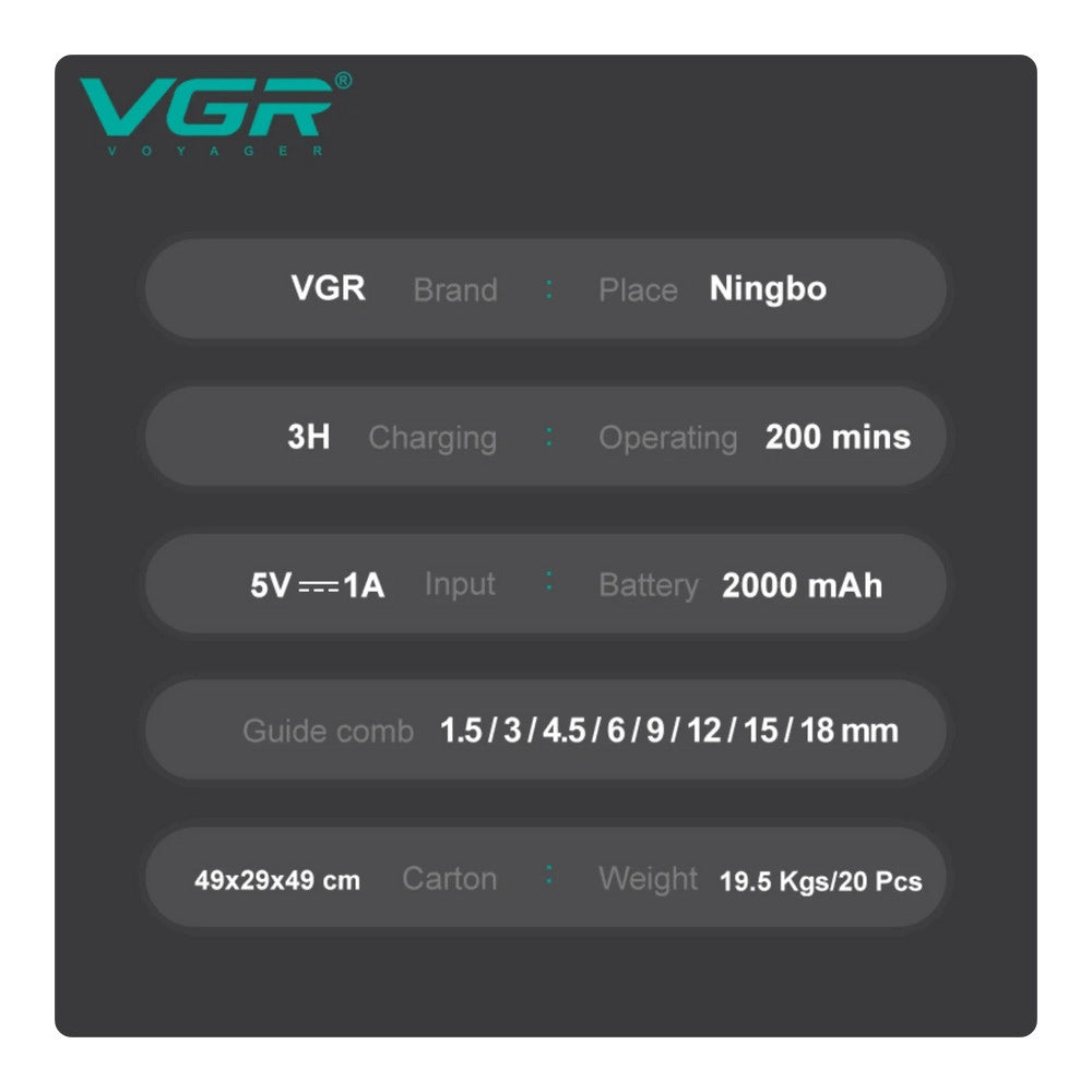 Trade Shop - Tagliacapelli Uomo A Zero Professionale Regolabarba Ricaricabile Batteria Vgr651 -
