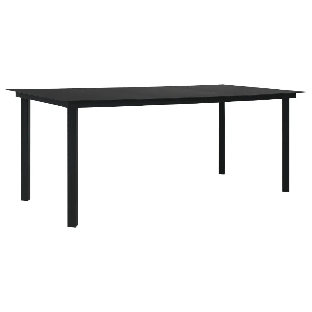 Set da Pranzo da Giardino 7 pz Nero in Vetro e Acciaio