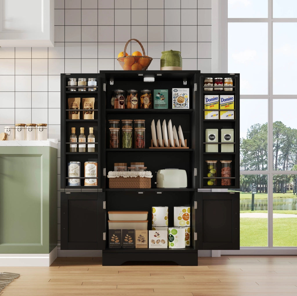 Armadio contenitore in MDF nero 120 x 60 x 40 cm con luce LED a sensore