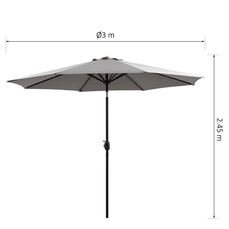 OMBRELLONE DA GIARDINO CON MANOVELLA E TESTA INCLINABILE 300 X 245 CM GRIGIO