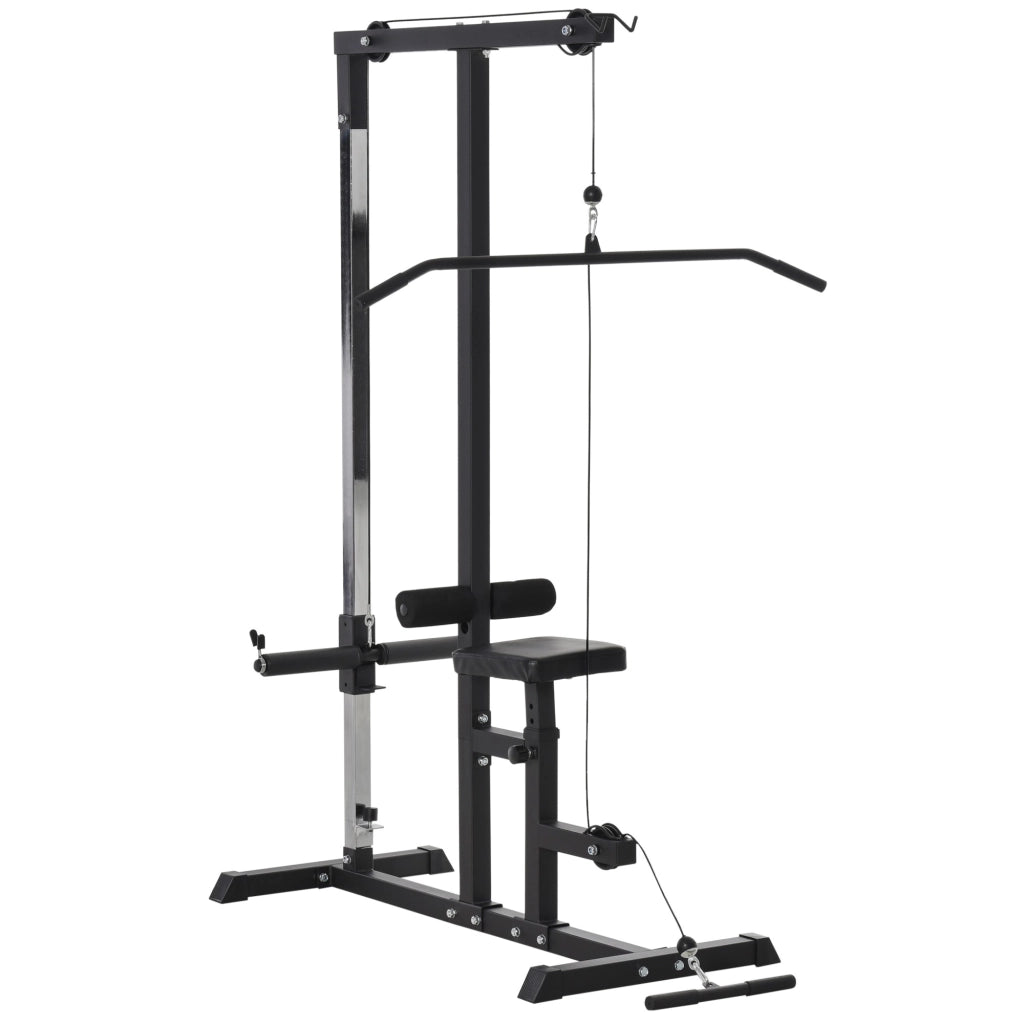 EasyComfort Stazione Fitness Pull Down da Casa con Panca e Cavo Regolabile, in Acciaio 107x120x190cm Nero