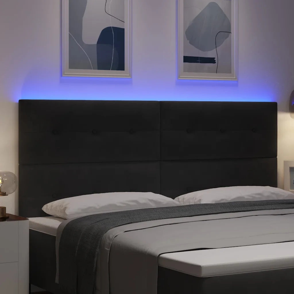 Testiera LED con strisce LED Nero 200 cm Velluto 3338471