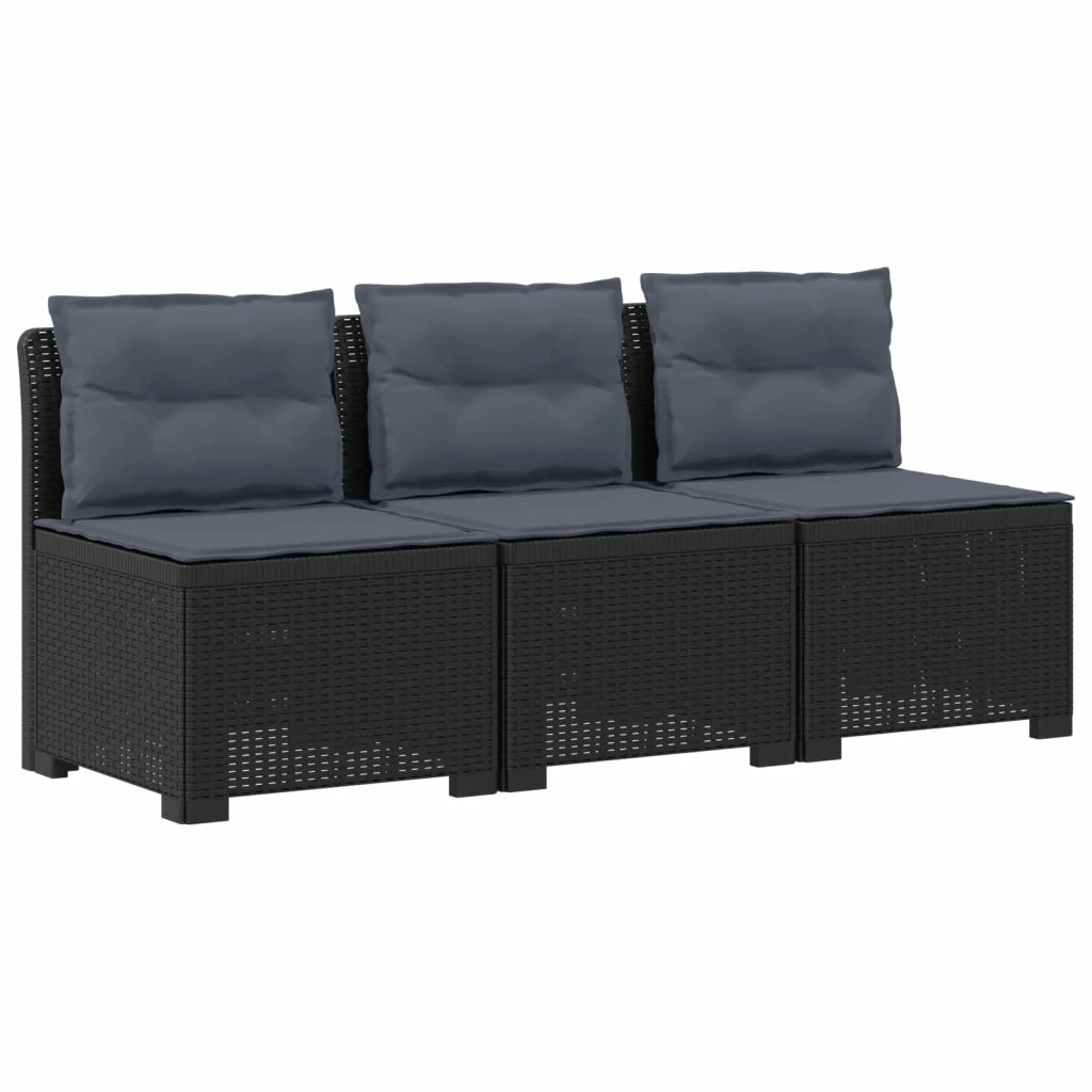 Divano da esterno-Divano da Giardino 3 posti con cuscini in look rattan PP 422339
