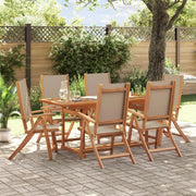 Set da pranzo da giardino 7 pezzi in legno massello di acacia e textilene, set tavolo e sedie da giardino, tavolo terrazza esterna e sedie, set terrazza, mobili da giardino esterno - 3279325