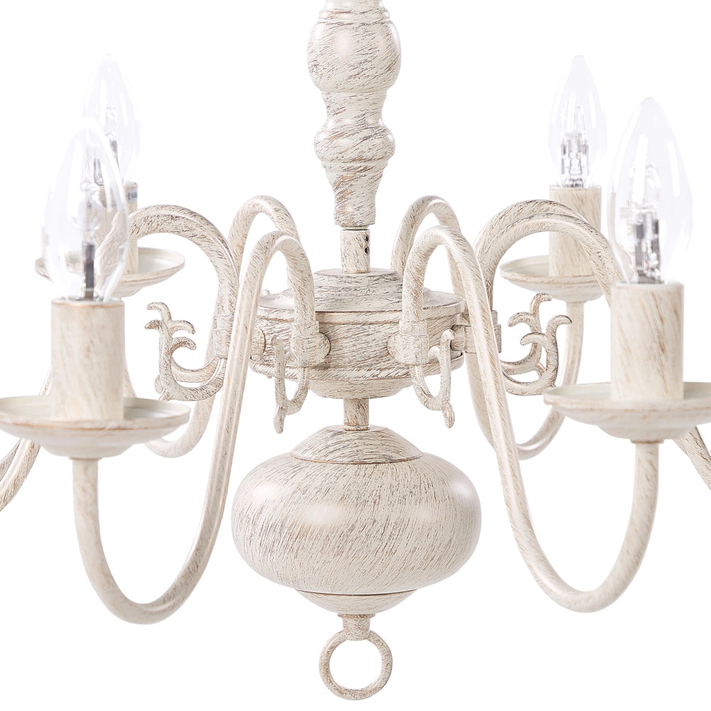 Lampada a Sospensione in Ferro Bianco e dorato 8 Luci Glam Vintage