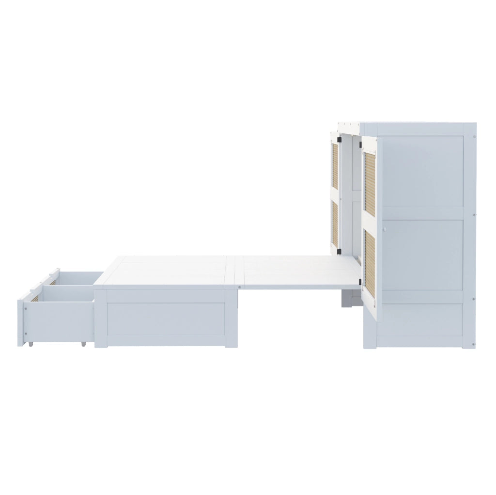 Letto a scomparsa 140x200 cm salvaspazio con cassetti in legno