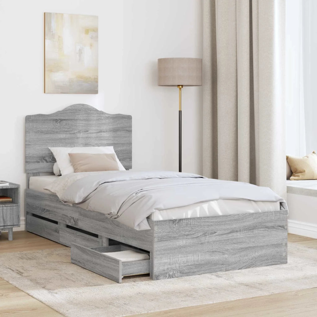 Struttura del letto con cassetto Sonoma grigia 90 x 190 cm 3413462