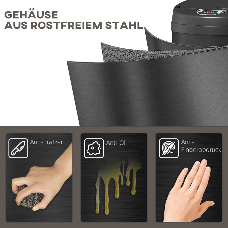 CESTINO SENSOR 30 L IN ACCIAIO NERO