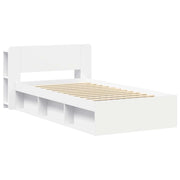 Letto singolo | Letto per adulti | Telaio del letto con storage con testiera Bianco 80 x 200 cm