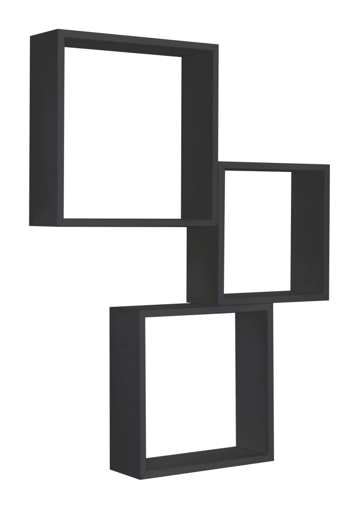 Set 3 Mensole da Parete Cubo in Fibra di Legno Incubo Slim Nero