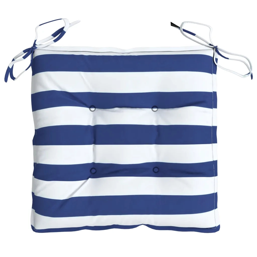 Cuscini per Sedia 2pz Strisce Bianche e Blu 40x40x7 cm Tessuto 361486