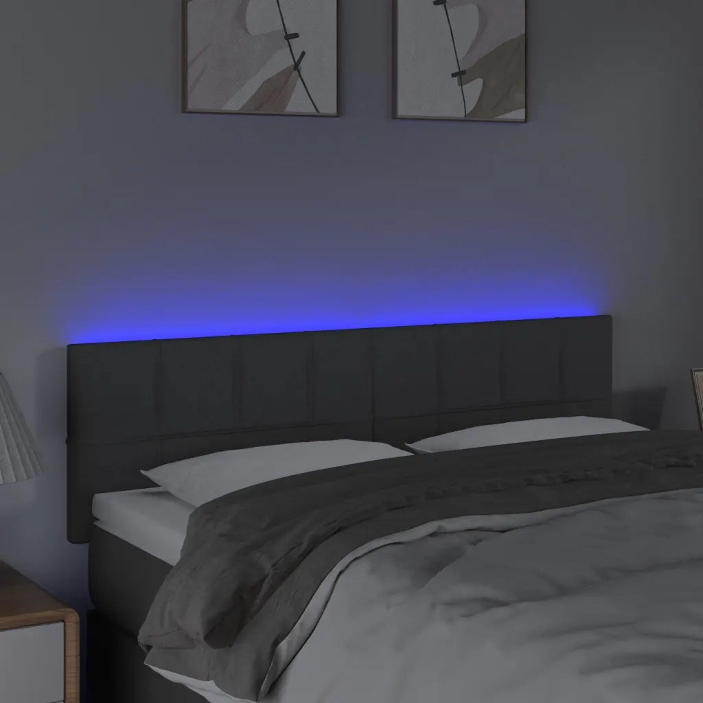 Testiera a LED-Testata con LED Grigio Scuro 144x5x78/88 cm in Tessuto 685973