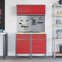 Set di mobili da lavoro con cassetto con blocco 5 pcs Rosso 3321427