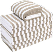 Set di 8 Asciugamani Microfibra - Super Assorbenti, Leggeri e Densi - Asciugamani da Cucina 65x45 cm con Appoggio - Khaki