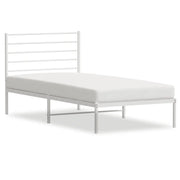 Letto singolo | Letto per adulti | Giroletto con Testiera Metallo Bianco 80x200 cm