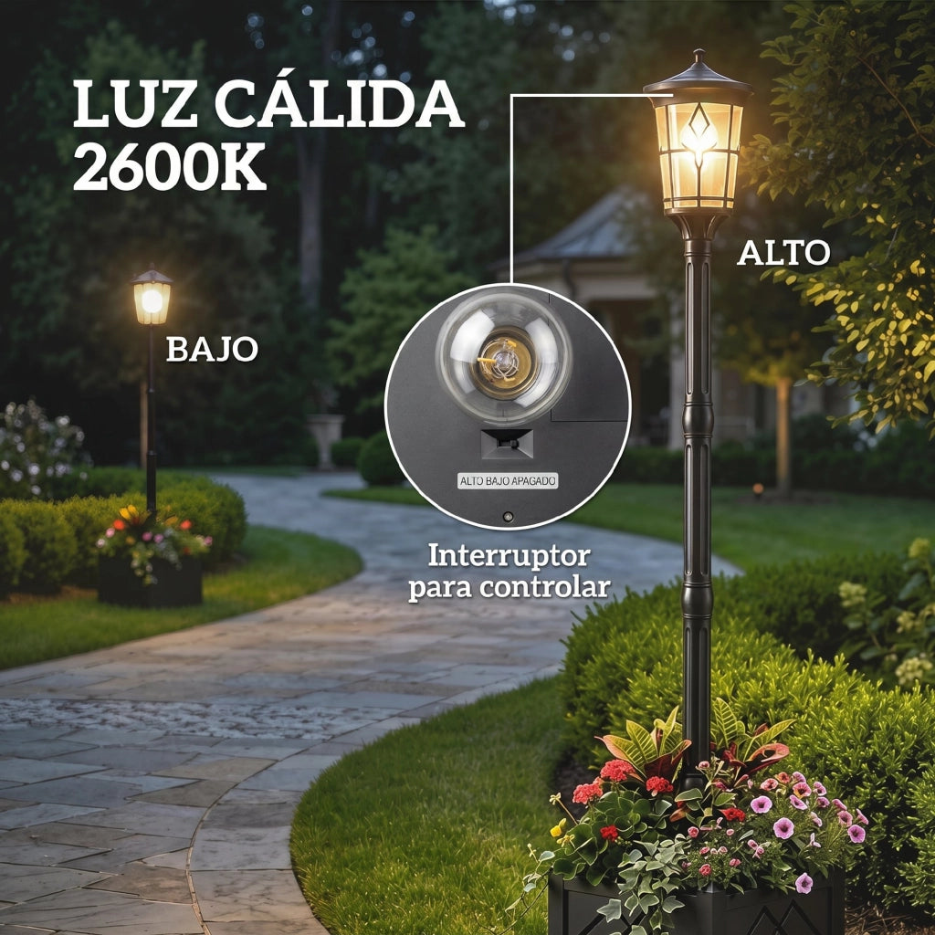 Lampada Solare da Giardino con Vaso ¨C Zephmum ¨C 2 Luci 100/50 lm IP44 Nero