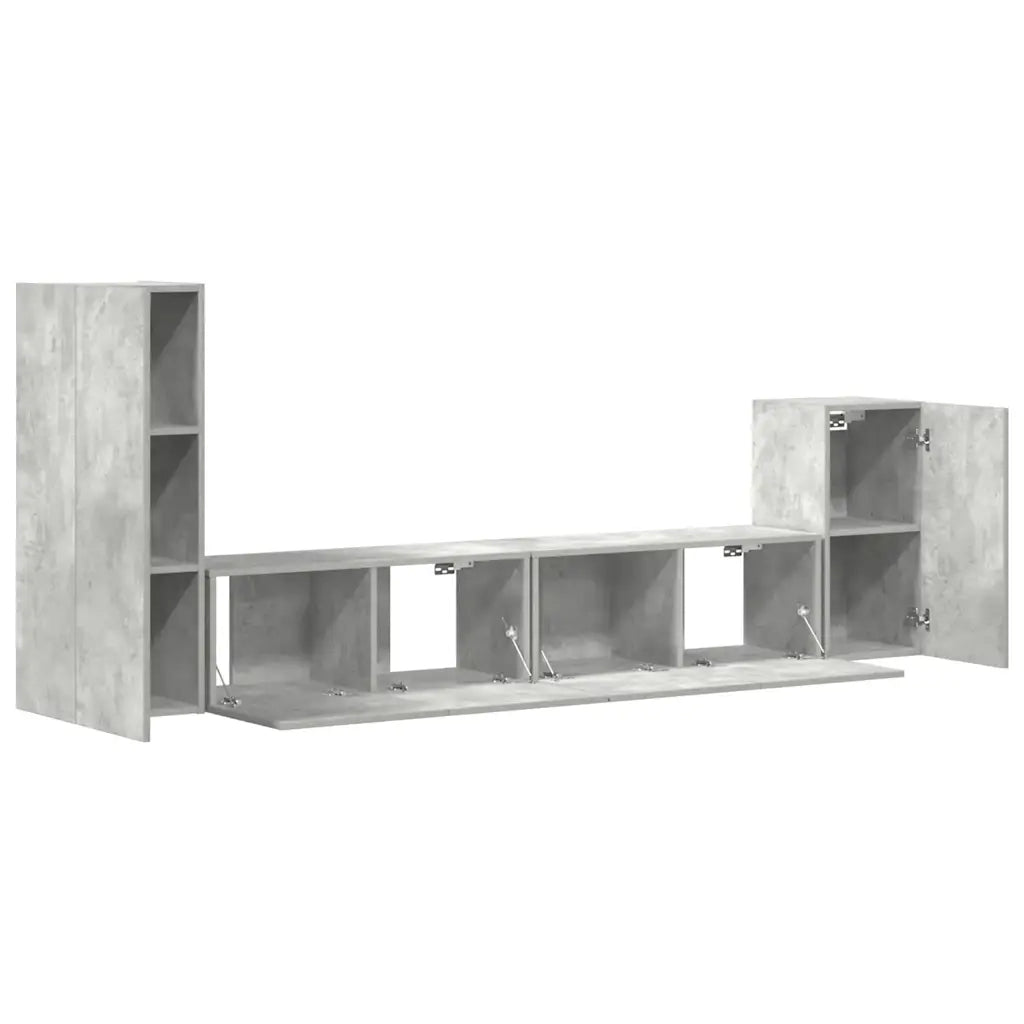 Set di Mobili Porta TV 4 pz Grigio Cemento in Legno Multistrato 3114625